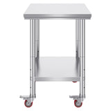VEVOR Stainless Steel Work Table with Wheels 24 x 30 Prep Table with casters Heavy Duty Work Table f