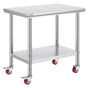 VEVOR Stainless Steel Work Table 36x24 Inch with 4 Wheels Commercial Food Prep Worktable with Caster