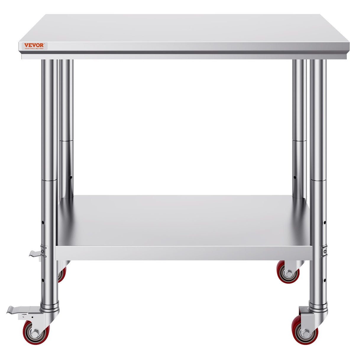 VEVOR Stainless Steel Work Table 36x24 Inch with 4 Wheels Commercial Food Prep Worktable with Caster