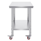 VEVOR Stainless Steel Work Table 36x24 Inch with 4 Wheels Commercial Food Prep Worktable with Casters Heavy Duty Work Table for Commercial Kitchen Restaurant - Extra Image