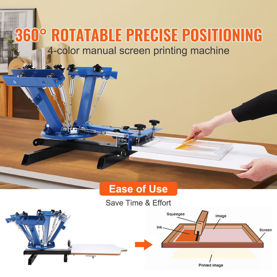 4 Color 1 Station Silk Screening Screenprint Press Screen Printing Machine
