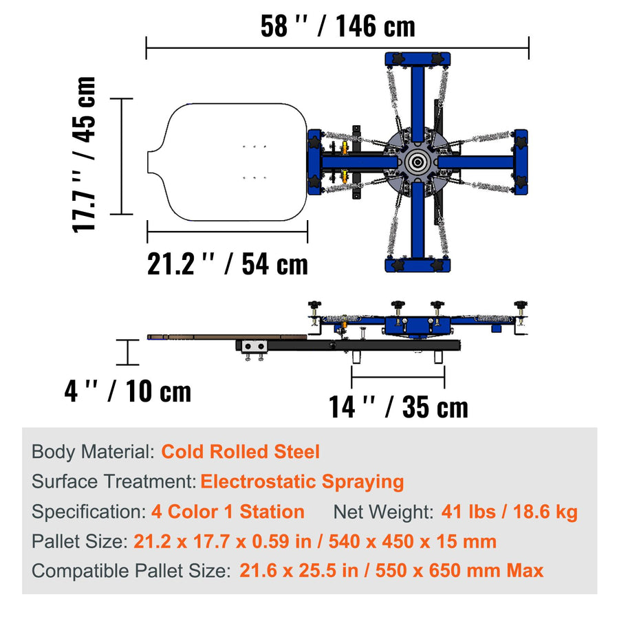 4 Color 1 Station Silk Screening Screenprint Press Screen Printing Machine