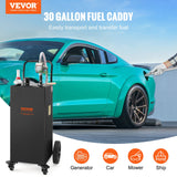 VEVOR Fuel Caddy Fuel Storage Tank 114L Volume 4 Wheels with Manuel Pump Black - Front View