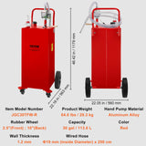 VEVOR 114L Fuel Caddy, Gas Storage Tank & 4 Wheels, with Manuel Transfer Pump, Gasoline Diesel Fuel Container for Cars, Lawn Mowers, ATVs, Boats, More