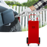 VEVOR 114L Fuel Caddy, Gas Storage Tank & 4 Wheels, with Manuel Transfer Pump, Gasoline Diesel Fuel Container for Cars, Lawn Mowers, ATVs, Boats, More, Red - Low Angle