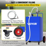 VEVOR 114L Fuel Caddy, Gas Storage Tank & 4 Wheels, with Manuel Transfer Pump, Gasoline Diesel Fuel Container for Cars, Lawn Mowers, ATVs, Boats, More