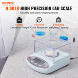 VEVOR Analytical Balance Lab Scale 500g x 0.001g 13 Units with Windshield LCD - Front View