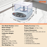 VEVOR Analytical Balance Lab Scale 500g x 0.001g 13 Units with Windshield LCD - Close-Up Angle