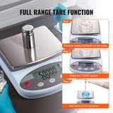 VEVOR Analytical Balance Lab Scale 3000g x 0.01g 13 Units Conversion Electronic - Rear View