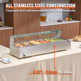 VEVOR Commercial Electric Food Warmer Countertop Buffet 6*5Qt with Glass Shield - 45-Degree Angle