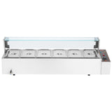 VEVOR Commercial Electric Food Warmer Countertop Buffet 6*5Qt with Glass Shield