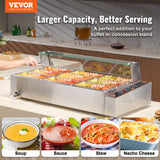 VEVOR Commercial Electric Food Warmer Countertop Buffet 9*5Qt with Glass Shield - Front View