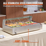 VEVOR Commercial Electric Food Warmer Countertop Buffet 9*5Qt with Glass Shield - 45-Degree Angle
