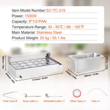 VEVOR Commercial Electric Food Warmer Countertop Buffet 9*5Qt with Glass Shield - Close-Up Angle