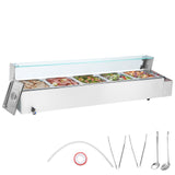 VEVOR Commercial Electric Food Warmer Countertop Buffet 5*8Qt with Glass Shield