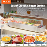 VEVOR Commercial Electric Food Warmer Countertop Buffet 5*8Qt with Glass Shield - Front View