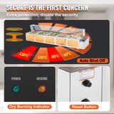 VEVOR Commercial Electric Food Warmer Countertop Buffet 5*8Qt with Glass Shield - Top-Down View