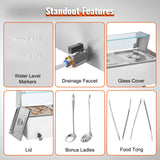 VEVOR Commercial Electric Food Warmer Countertop Buffet 5*8Qt with Glass Shield - Rear View