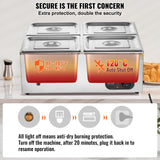 VEVOR Commercial Electric Food Warmer Countertop Buffet 4*8Qt Pan Bain Marie - Top-Down View