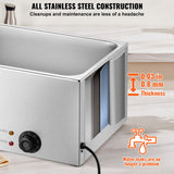 VEVOR Commercial Electric Food Warmer Countertop Buffet 18L 1200W Bain Marie - 45-Degree Angle