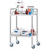 VEVOR Lab Rolling Cart, 2-Shelf Stainless Steel Rolling Cart, Lab Serving Cart with Swivel Casters, Dental Utility Cart for Clinic, Lab,  Hospital, Salon, 15.16