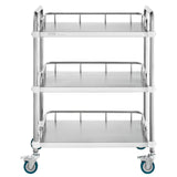 VEVOR Lab Rolling Cart, 3-Shelf Stainless Steel Rolling Cart, Lab Serving Cart with Swivel Casters, Dental Utility Cart for Clinic, Lab, Hospital,