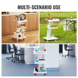 VEVOR Trolley Cart Dental Lab Mobile Rolling Serving Cart 3 Layers with Socket - Rear View