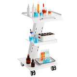 VEVOR Trolley Cart Dental Lab Mobile Rolling Serving Cart 3 Layers with Socket