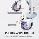 VEVOR Stainless Steel Cart, 3 Layers Lab Utility Cart 181 kg Weight Capacity, Medical Cart with Lockable Universal Wheels, for Lab, Clinic, Kitchen, Salon - Top-Down View