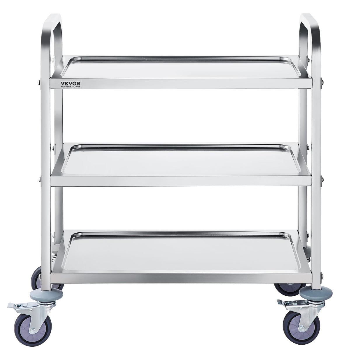 VEVOR Stainless Steel Cart, 3 Layers Lab Utility Cart 181 kg Weight Capacity, Medical Cart with Lockable Universal Wheels, for Lab, Clinic, Kitchen, Salon