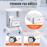 VEVOR 2 Tiers Lab Carts Mobile Medical Cart with 1 Drawer & 1 Top Tray White - Top-Down View