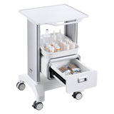 VEVOR 2 Tiers Lab Carts Mobile Medical Cart with 1 Drawer & 1 Top Tray White - Extra Image