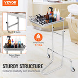 VEVOR Stainless Steel Lab Cart with Single Tray & 2 Silent Wheels for Lab Clinic - Front View