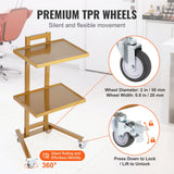 VEVOR 2 Tiers Stainless Steel Lab Carts with 2 Trays & 4 Silent Wheels Golden - Top-Down View