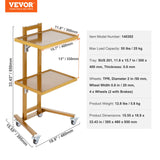 VEVOR 2 Tiers Stainless Steel Lab Carts with 2 Trays & 4 Silent Wheels Golden - Close-Up Angle