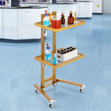 VEVOR 2 Tiers Stainless Steel Lab Carts with 2 Trays & 4 Silent Wheels Golden - Low Angle