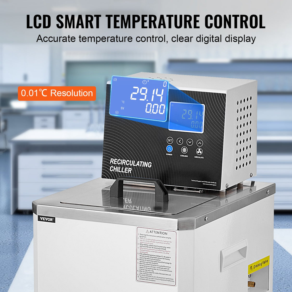 VEVOR Laboratory Chiller Circulator 6L Lab Recirculating Chiller -20℃-100℃
