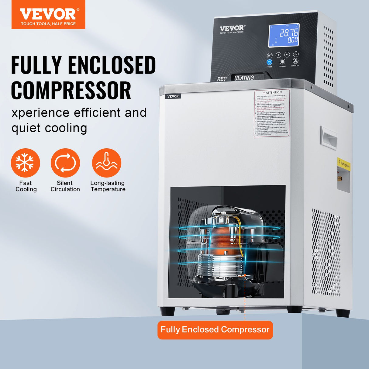 VEVOR Laboratory Chiller Circulator, 6L Chiller Lab Low Temperature Cooling Liquid, 23°F-212°F Circulator Pump Chiller, LCD Display, 304 Stainless Steel Water Bath Recirculating Water Cooling Chiller