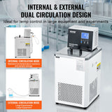 VEVOR Laboratory Chiller Circulator, 6L Chiller Lab Low Temperature Cooling Liquid, 23°F-212°F Circulator Pump Chiller, LCD Display, 304 Stainless Steel Water Bath Recirculating Water Cooling Chiller - 45-Degree Angle