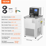 VEVOR Laboratory Chiller Circulator, 6L Chiller Lab Low Temperature Cooling Liquid, 23°F-212°F Circulator Pump Chiller, LCD Display, 304 Stainless Steel Water Bath Recirculating Water Cooling Chiller - Close-Up Angle