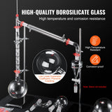 VEVOR Lab Glassware Distillation Kit 1000ml 3.3 Boro 29 pcs Glassware Equipment - Side View