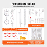 VEVOR Lab Glassware Distillation Kit 1000ml 3.3 Boro 29 pcs Glassware Equipment - 45-Degree Angle