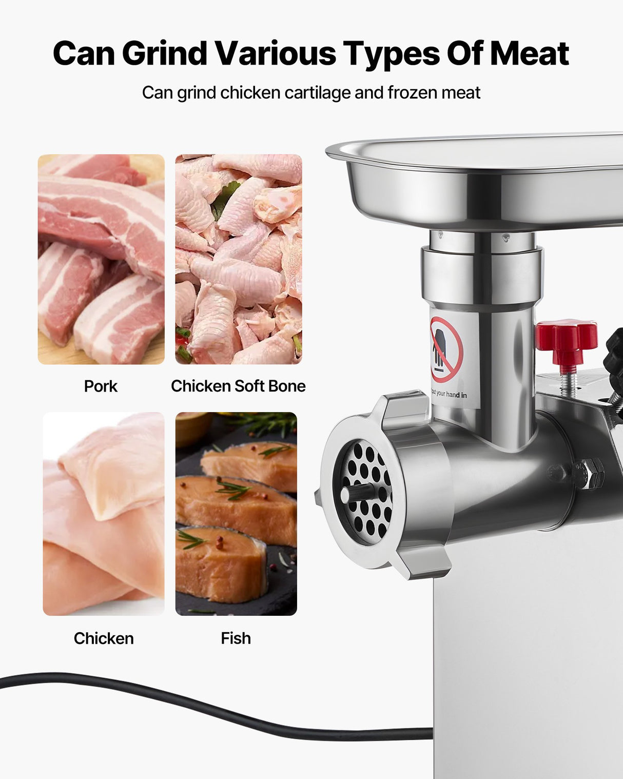VEVOR Commercial Electric Meat Grinder 4.5 Lbs/Min Sausage Stuffer Maker Kitchen
