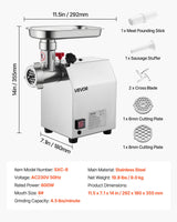 VEVOR Commercial Electric Meat Grinder 4.5 Lbs/Min Sausage Stuffer Maker Kitchen - Close-Up Angle
