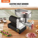 VEVOR Electric Meat Grinder, 9.5 Kg/Min Capacity, Countertop Industrial Meat Mincer w/ Blade, Grinding Plate, Sausage Maker & Kubbe Kit, Carbon Steel Commercial Meat Grinder for Kitchen Restaurant - Front View