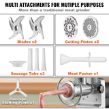 Electric Meat Grinder, 9.5 Kg/Min Capacity, Countertop Industrial Meat Mincer w/ Blade, Grinding Plate, Sausage Maker & Kubbe Kit, Carbon Steel Commercial Meat Grinder for Kitchen Restaurant