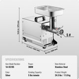 VEVOR Commercial Electric Meat Grinder 5 Lbs/Min Sausage Stuffer Maker Kitchen - Close-Up Angle