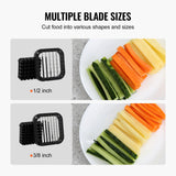 French Fry Cutter, Potato Slicer with 1/2-Inch and 3/8-Inch Stainless Steel Blades, Manual Potato Cutter Chopper with Suction Cups, Great for Potato, French Fries, Cucumber, Vegetables, Carrot - Side View