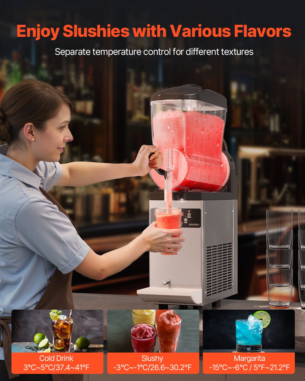 VEVOR 12L Commercial Slushy Machine Margarita Smoothie Frozen Drink Maker