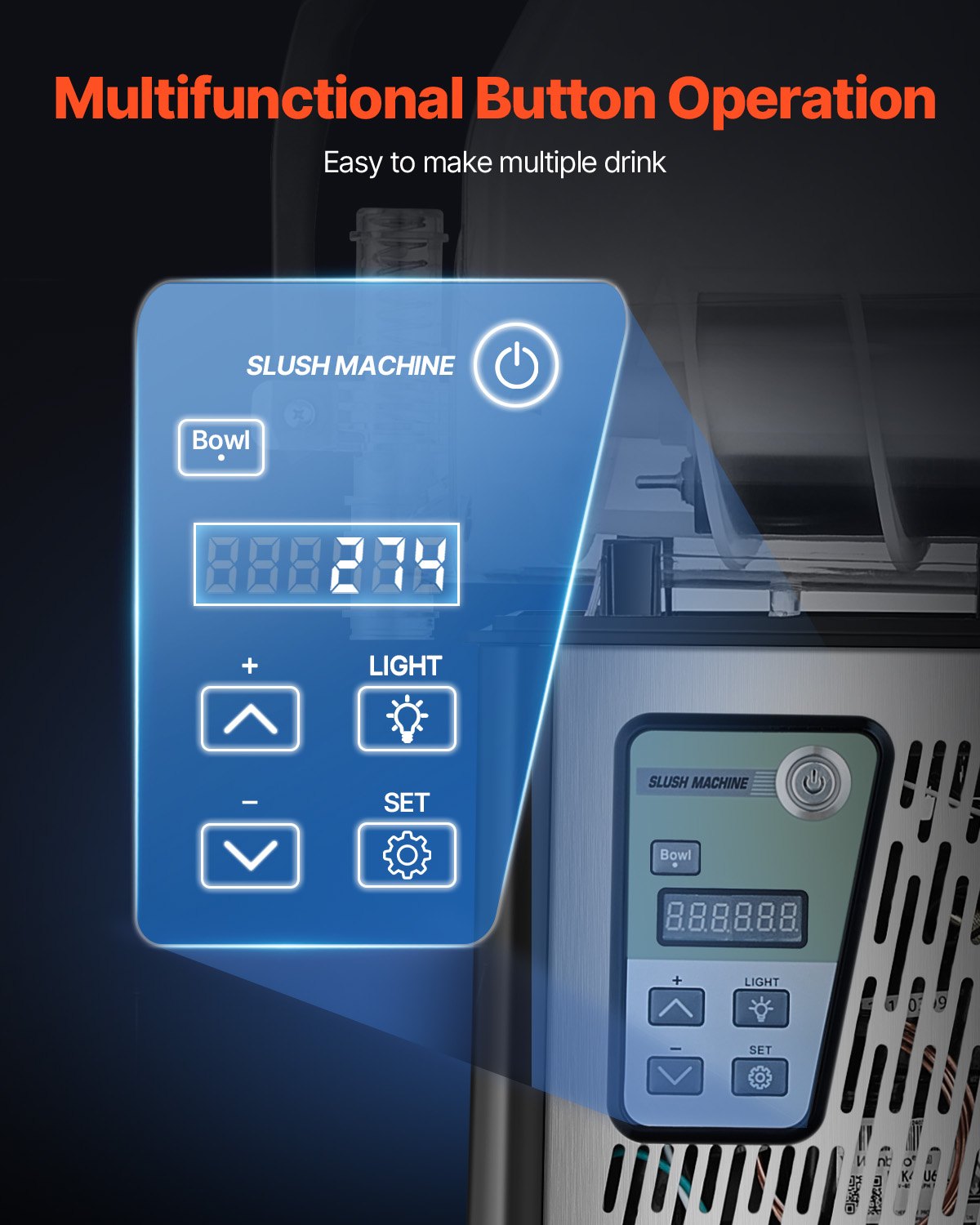 VEVOR Commercial Slushy Machine, 4L Single Tank Frozen Drink Machine, 16 Cups Stainless Steel Margarita Smoothie Frozen Drink Maker, Slushie Maker for Home Party Restaurants Cafe Bars